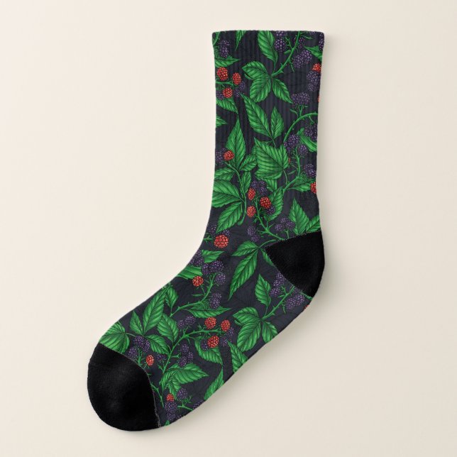Blackberries on dark grey socks (Left Outside)