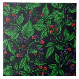 Blackberries on dark grey tile