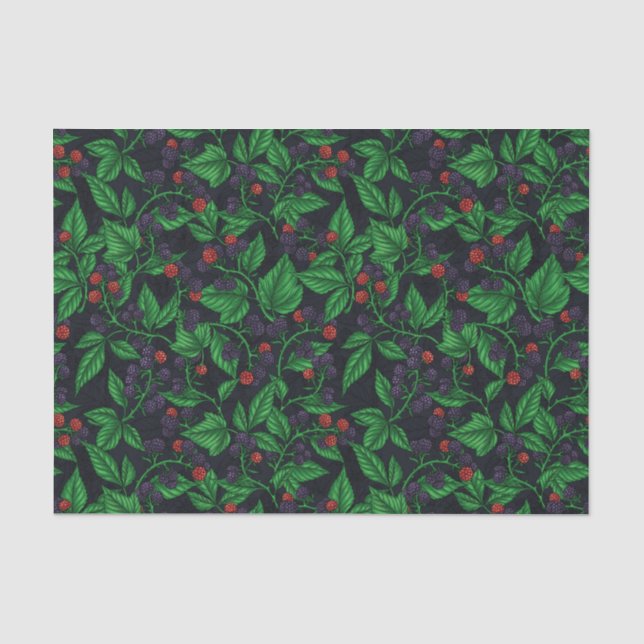 Blackberries on dark grey tissue paper (Front)