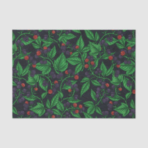 Blackberries on dark grey tissue paper