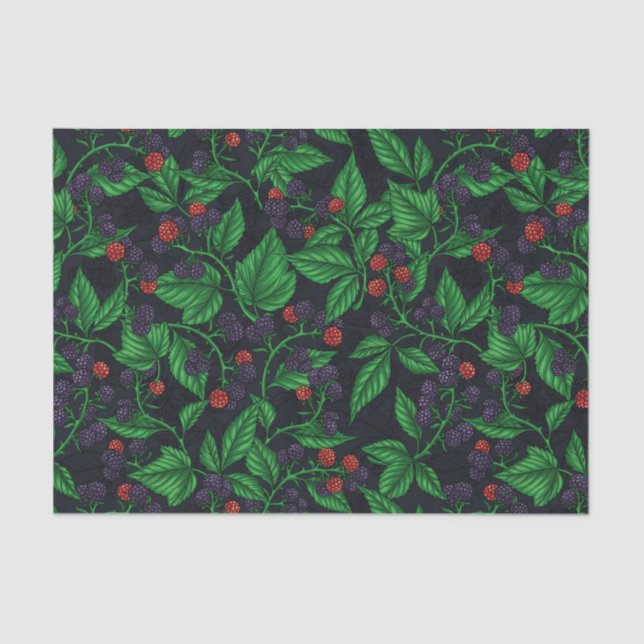 Blackberries on dark grey tissue paper (Front)