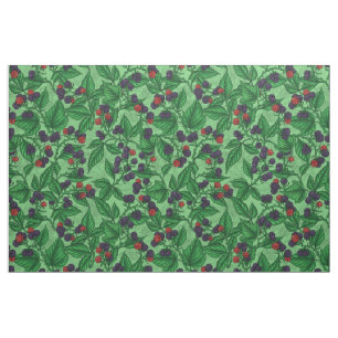 Blackberries on green fabric