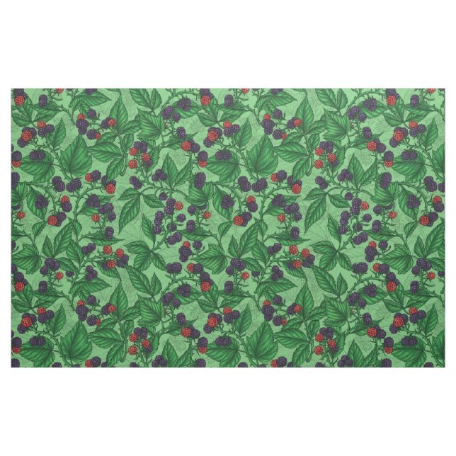 Blackberries on green fabric (Fat Quarter)