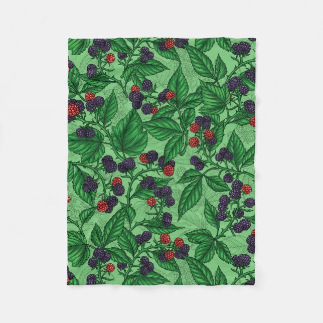 Blackberries on green fleece blanket (Front)
