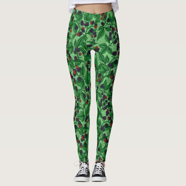 Blackberries on green leggings (Front)