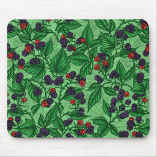 Blackberries on green mouse mat