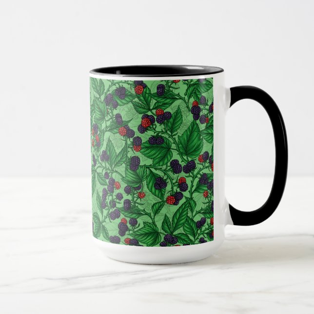 Blackberries on green mug (Right)