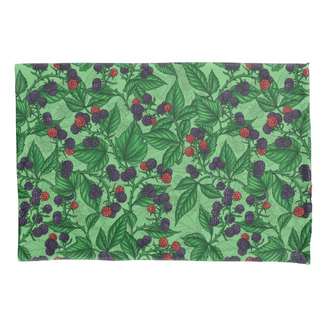 Blackberries on green pillowcase (Front-Left)
