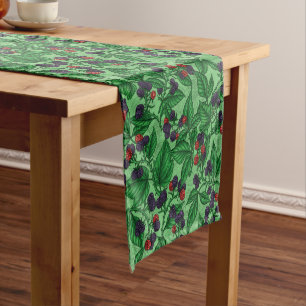 Blackberries on green short table runner