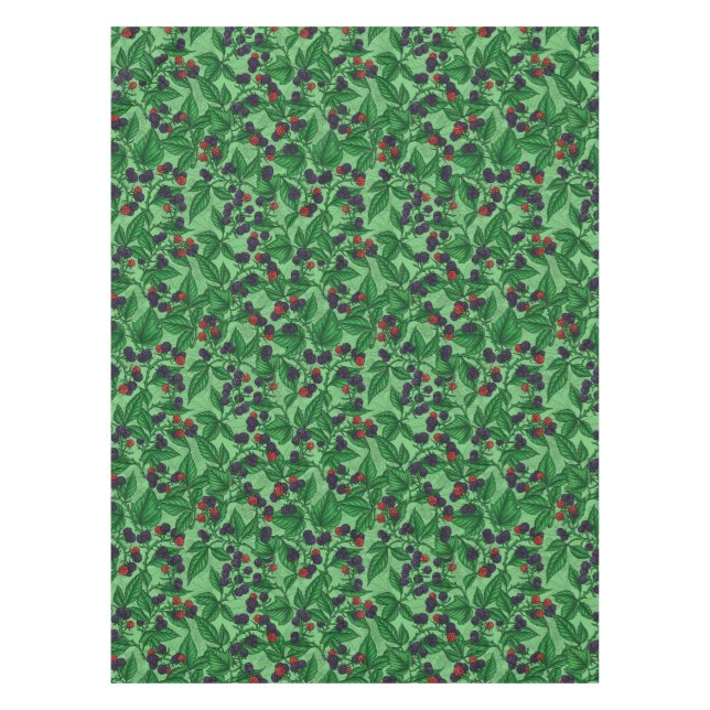 Blackberries on green tablecloth (Front)