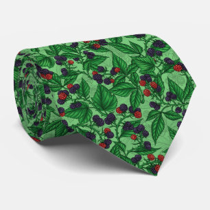 Blackberries on green tie