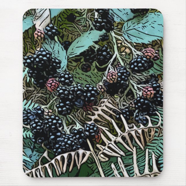 Blackberries on the vine mouse mat (Front)