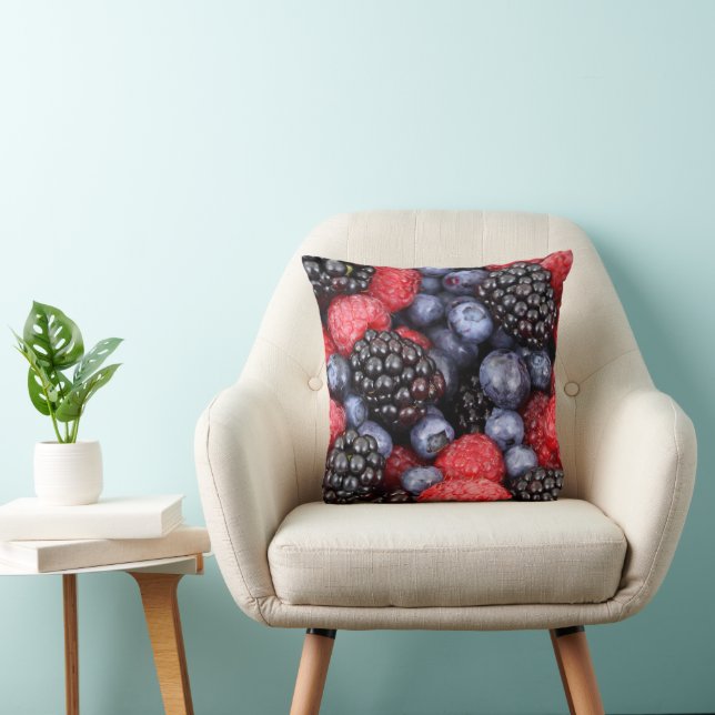 Blackberries, Raspberries, Blueberries, Fruit Cushion (Chair)