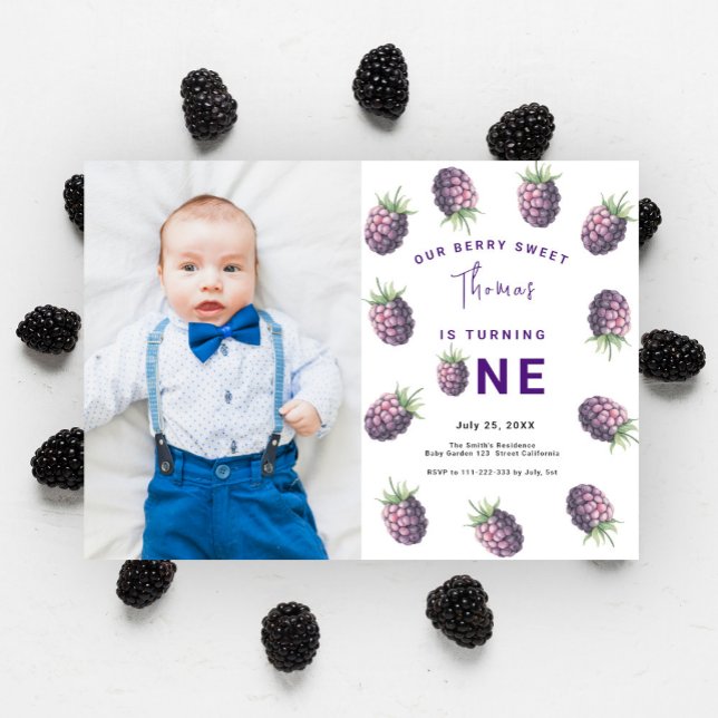 Blackberry 1st Birthday Party | Berry First Invitation (Creator Uploaded)