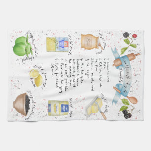 Blackberry and Apple Crumble Illustrated Recipe Tea Towel