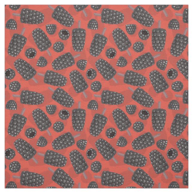 Blackberry and blackberry ice cream pattern fabric (Swatch)