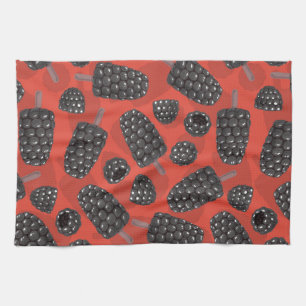 Blackberry and blackberry ice cream pattern tea towel
