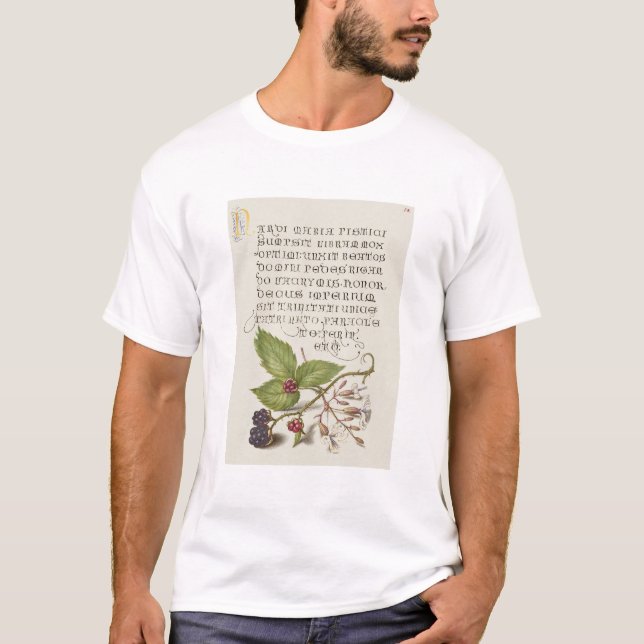 Blackberry and Nottingham Catchfly Calligraphy T-Shirt (Front)