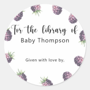Blackberry - Baby Shower bookplate, books for baby Classic Round Sticker