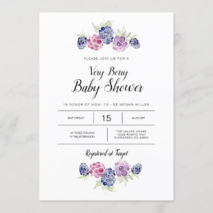 Blackberry Baby Shower   Watercolor Berries Invitation