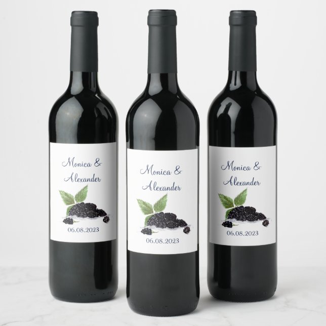 Blackberry Blackberries Fruits Summer Wedding Wine Label (Bottles)