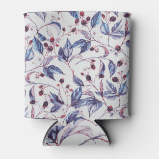 Blackberry Branches: Vintage Watercolor Pattern. Can Cooler
