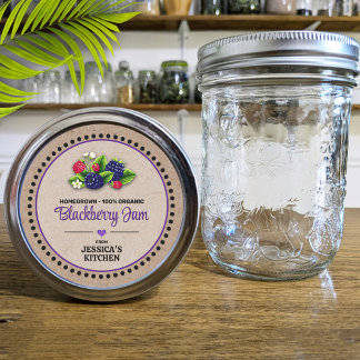 Blackberry Canning Jar Kraft Paper Style Label