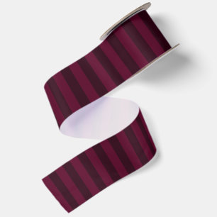 Blackberry Dark Burgundy Red Stripes Satin Ribbon