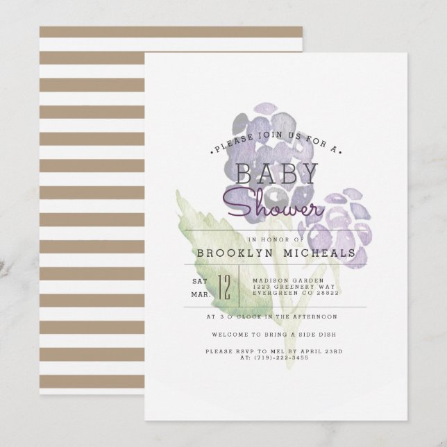 Blackberry Duo | Fruity  Watercolor Baby Shower Invitation (Front/Back)