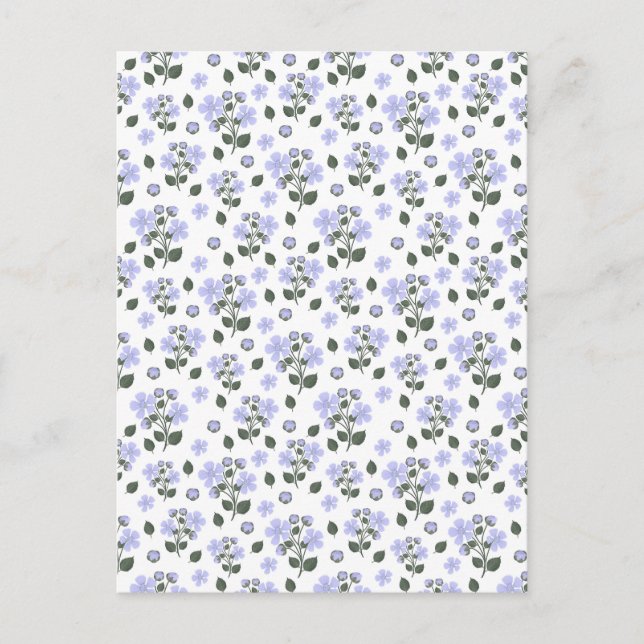 Blackberry flowers, seamless pattern postcard (Front)