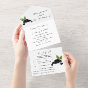 Blackberry Fruits Summer Elegant Rustic Wedding All In One Invitation