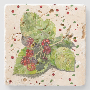 BlackBerry green and red Stone Coaster