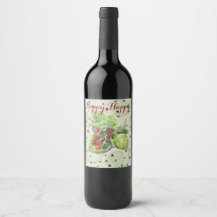 BlackBerry green and red Wine Label
