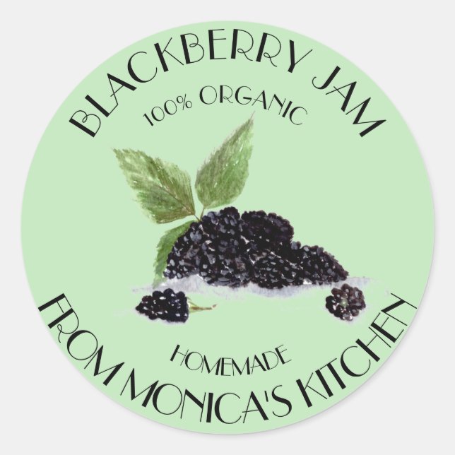 Blackberry Jam Blackberries Watercolor berries  Classic Round Sticker (Front)