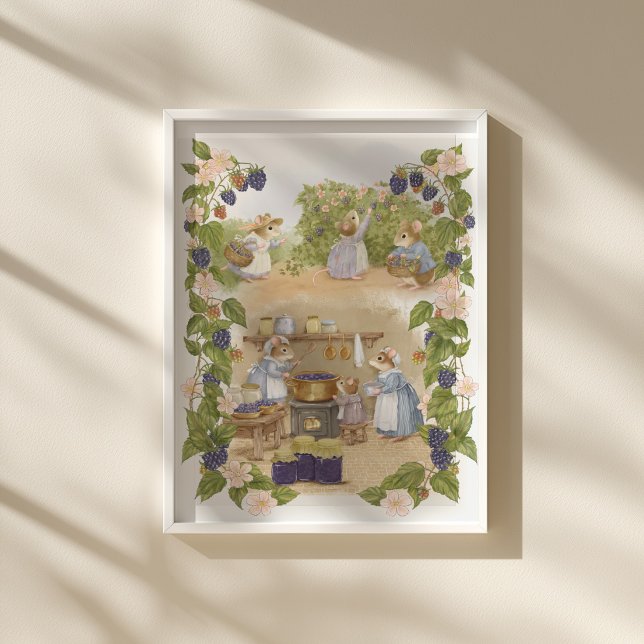 Blackberry Jam Mice Cottagecore Poster (Creator Uploaded)
