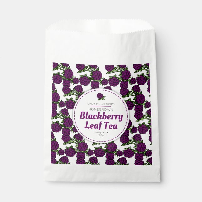 Blackberry leaf tea favour bags (Front)