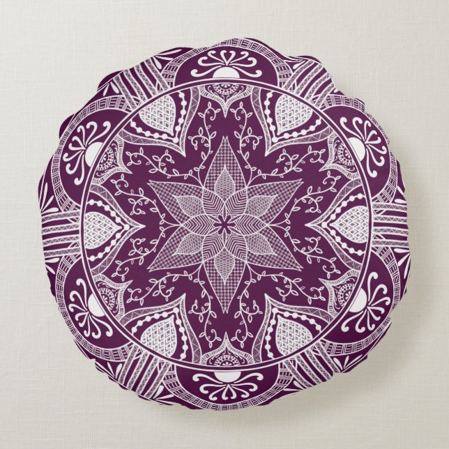 Blackberry Mandala Round Cushion (Back)