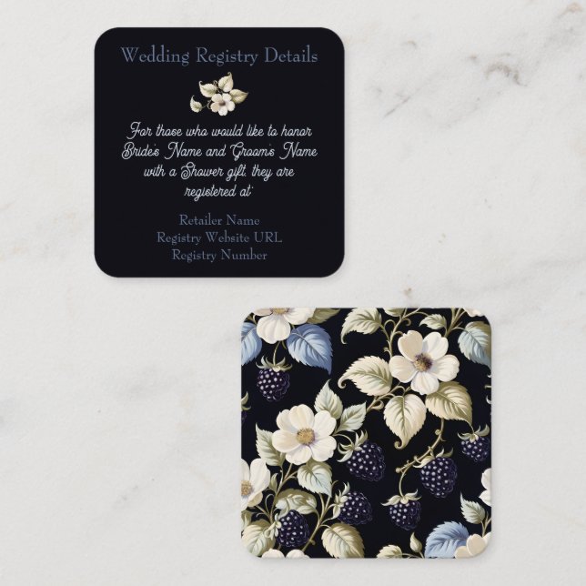 Blackberry Regal Floral Elegance: Registry Enclosure Card (Front/Back)