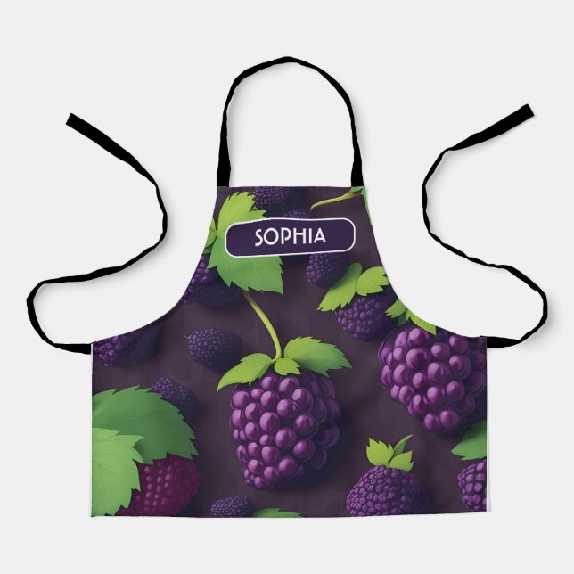 Blackberry Retro Colourful Personalised Pattern Apron (Front)