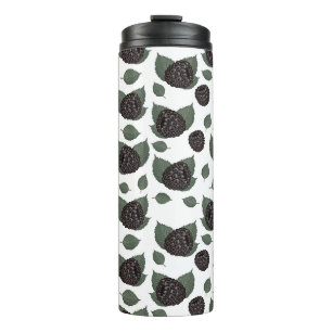 Blackberry seamless pattern on white background thermal tumbler