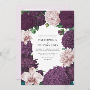 Blackberry, Smoky Plum & Lilac Ash Wedding Invitation