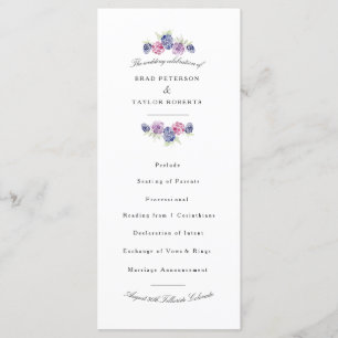 Blackberry Watercolor Wedding Program Programme