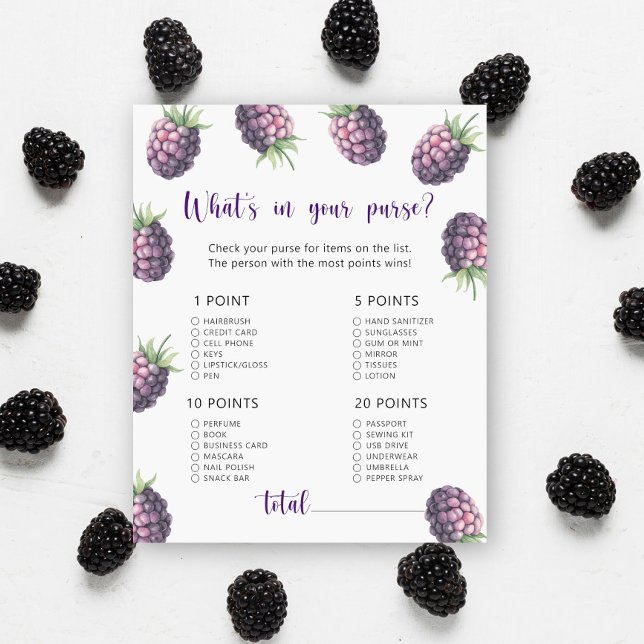 Blackberry - What's in your purse baby shower game (Creator Uploaded)