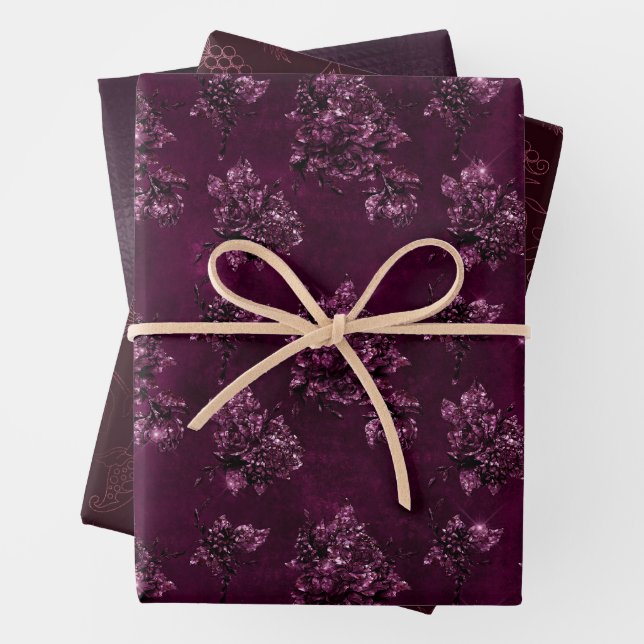 Blackberry Wine Pattern  Wrapping Paper Sheet (In situ)