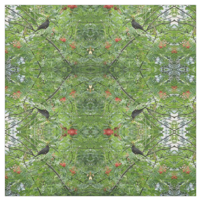 Blackbird and Berries Patterned Craft Fabric (Swatch)