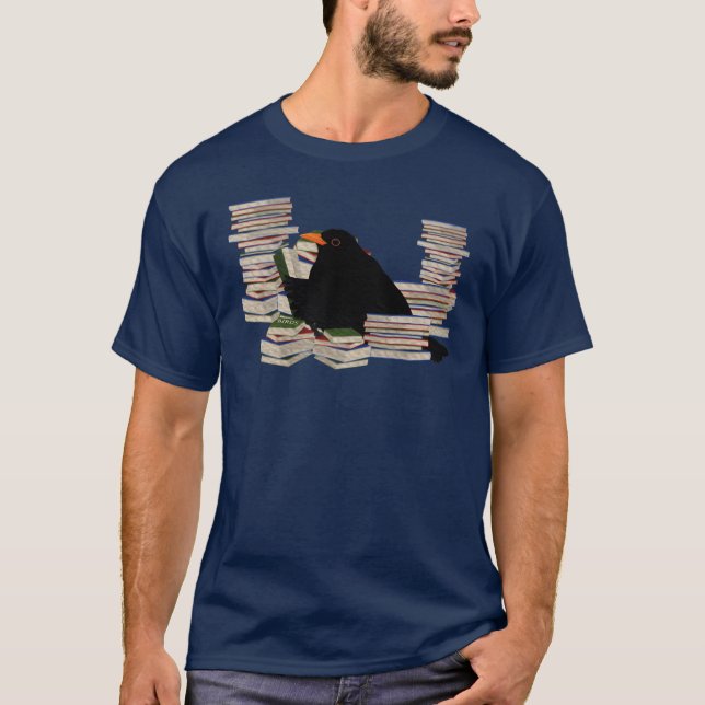 Blackbird Birds and Books Reading Bird Watching bo T-Shirt (Front)