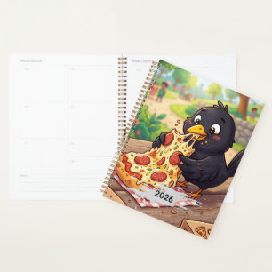 Blackbird Crow Raven Eating Pizza Personalise Planner