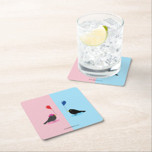 Blackbird Finding Your Other Half Square Paper Coaster