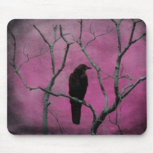 Blackbird In A Sea Of Pink Mouse Mat