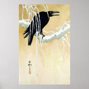Blackbird in Snow, Ikeda Koson Poster